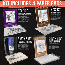 Load image into Gallery viewer, Ultimate 54-Piece Artist Set in Pop-Up Carry Case - Graphite, Charcoal &amp; Pastels