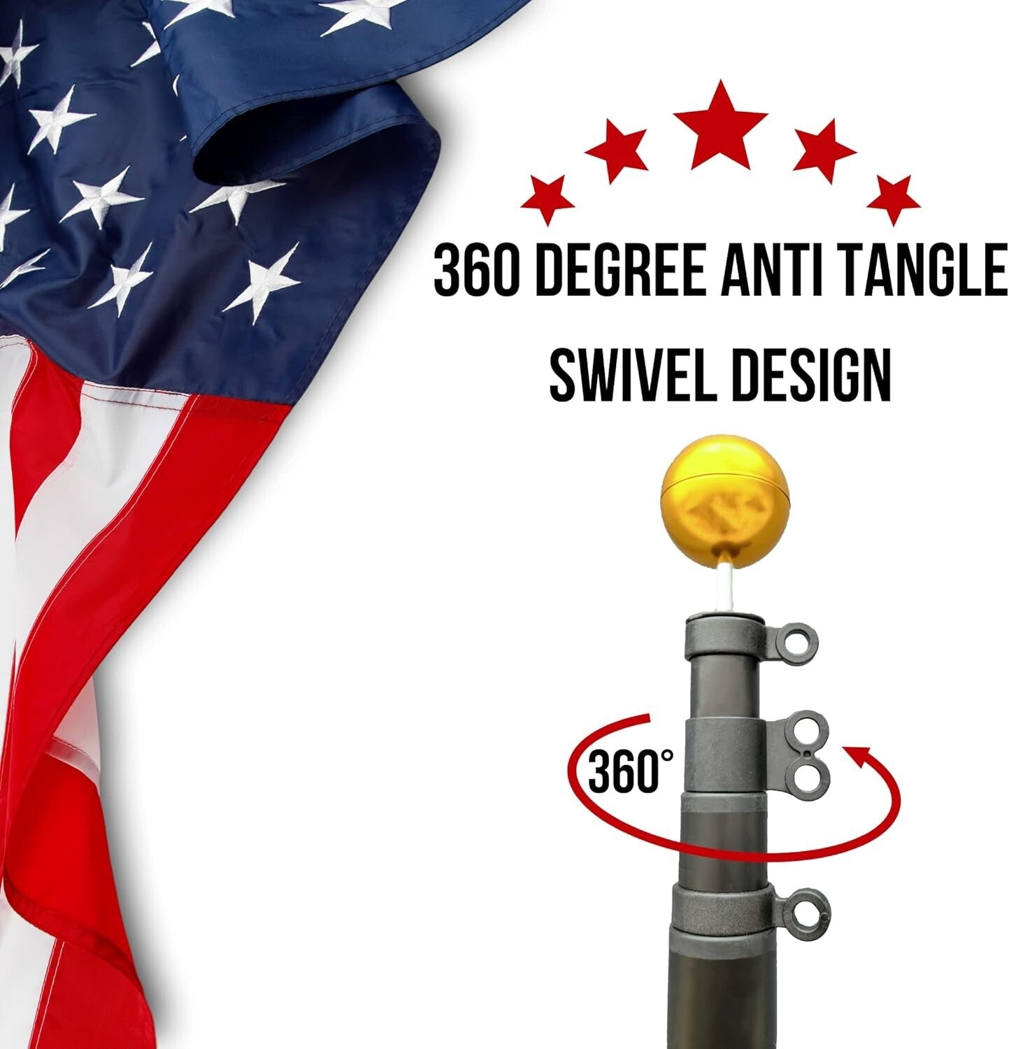 Durable 20FT Heavy Duty Flagpole with Anodized Pin-Lock & PVC Mounting Sleeve