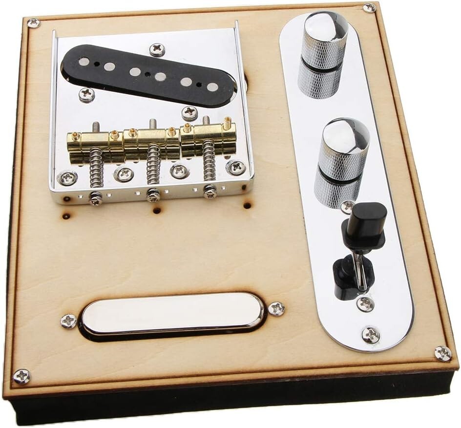 Telecaster-Style Guitar 6-Saddle Bridge Set with Chrome Control Plate and Pickup