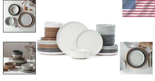 Stackable 24-Piece Dinnerware Set - Stylish Stoneware for Modern Homes
