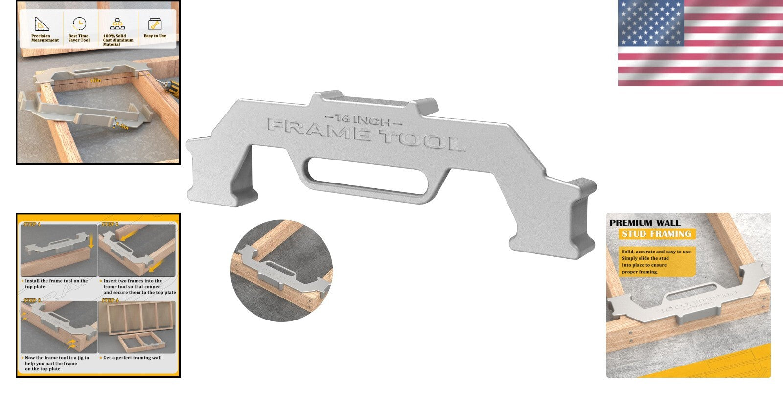 Precision Stud Spacing Tool - Professional Grade Cast Aluminum Framing Aid