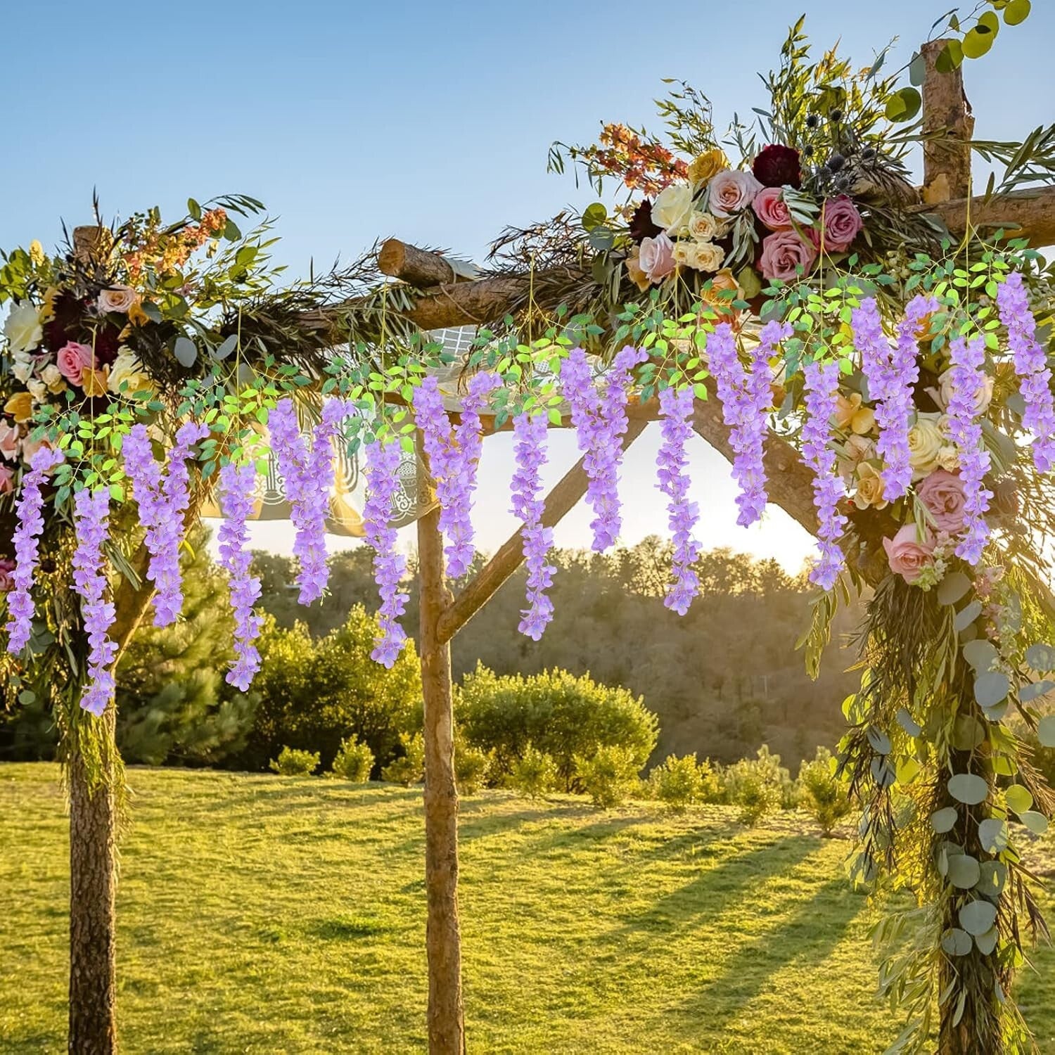 Vibrant Purple Wisteria Hanging Flower Vines – Perfect for Weddings & Parties
