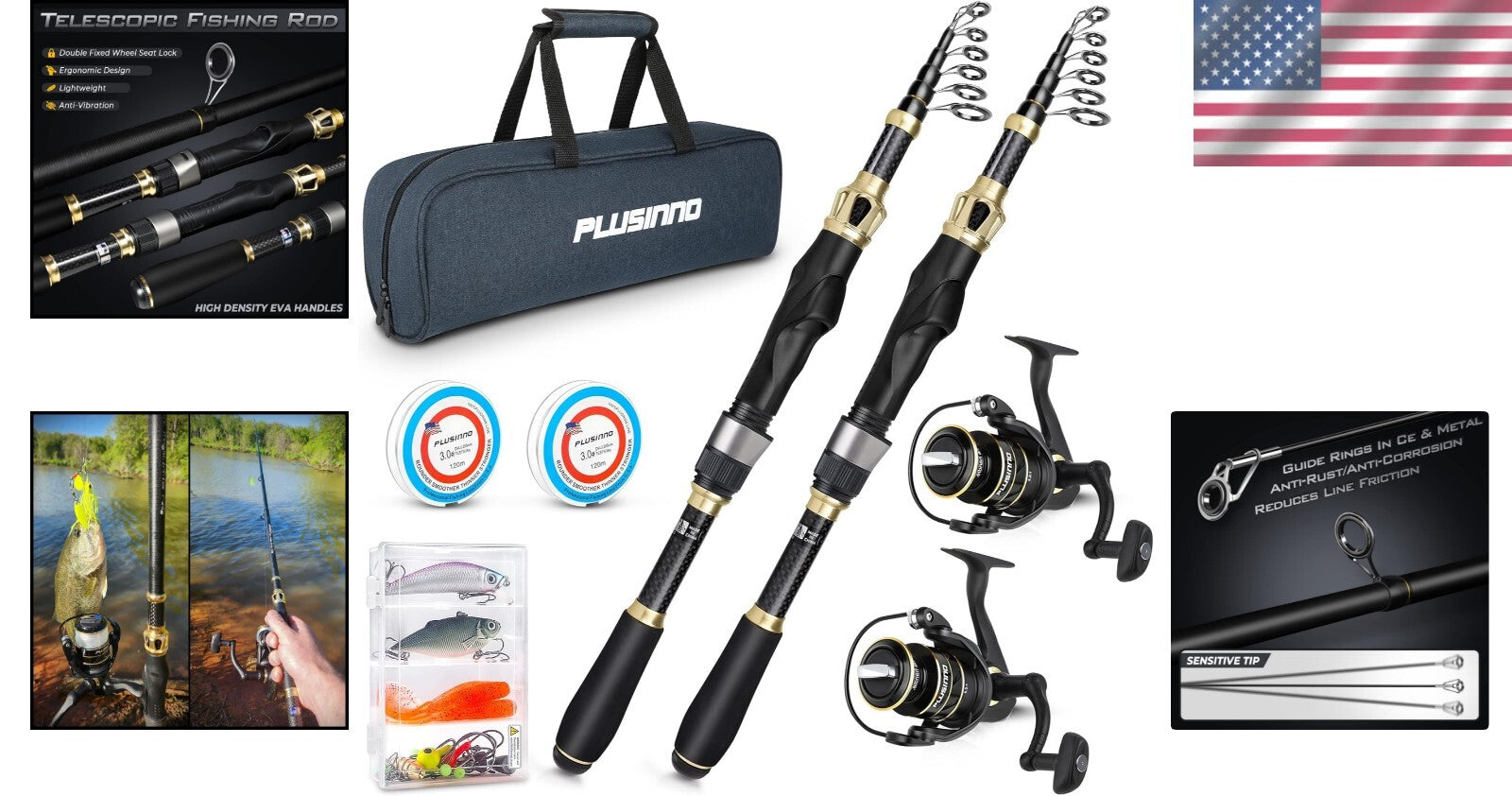 Sensitive and Strong Telescopic Fishing Rod Package - Ideal for Bass Fishing