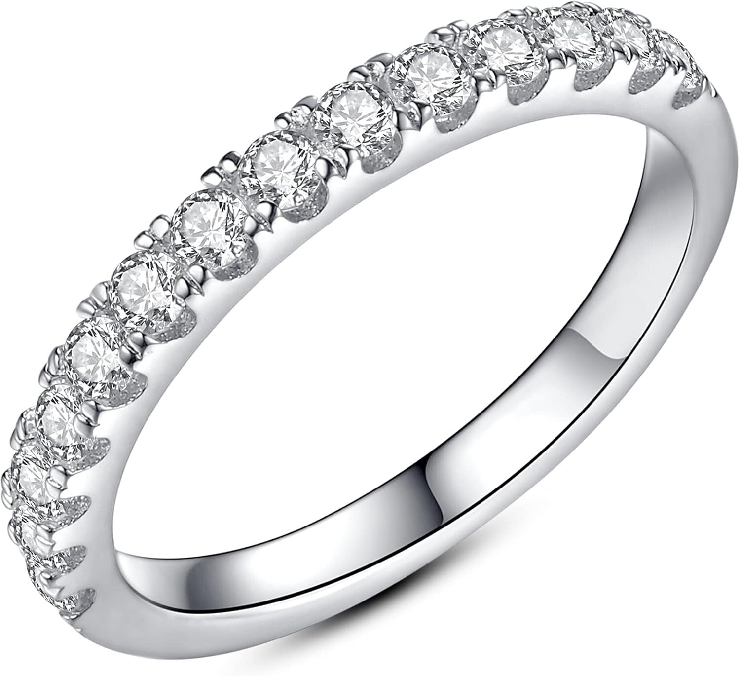 Elegant Moissanite Eternity Band for Women - 925 Sterling Silver in Sizes 3.5-12