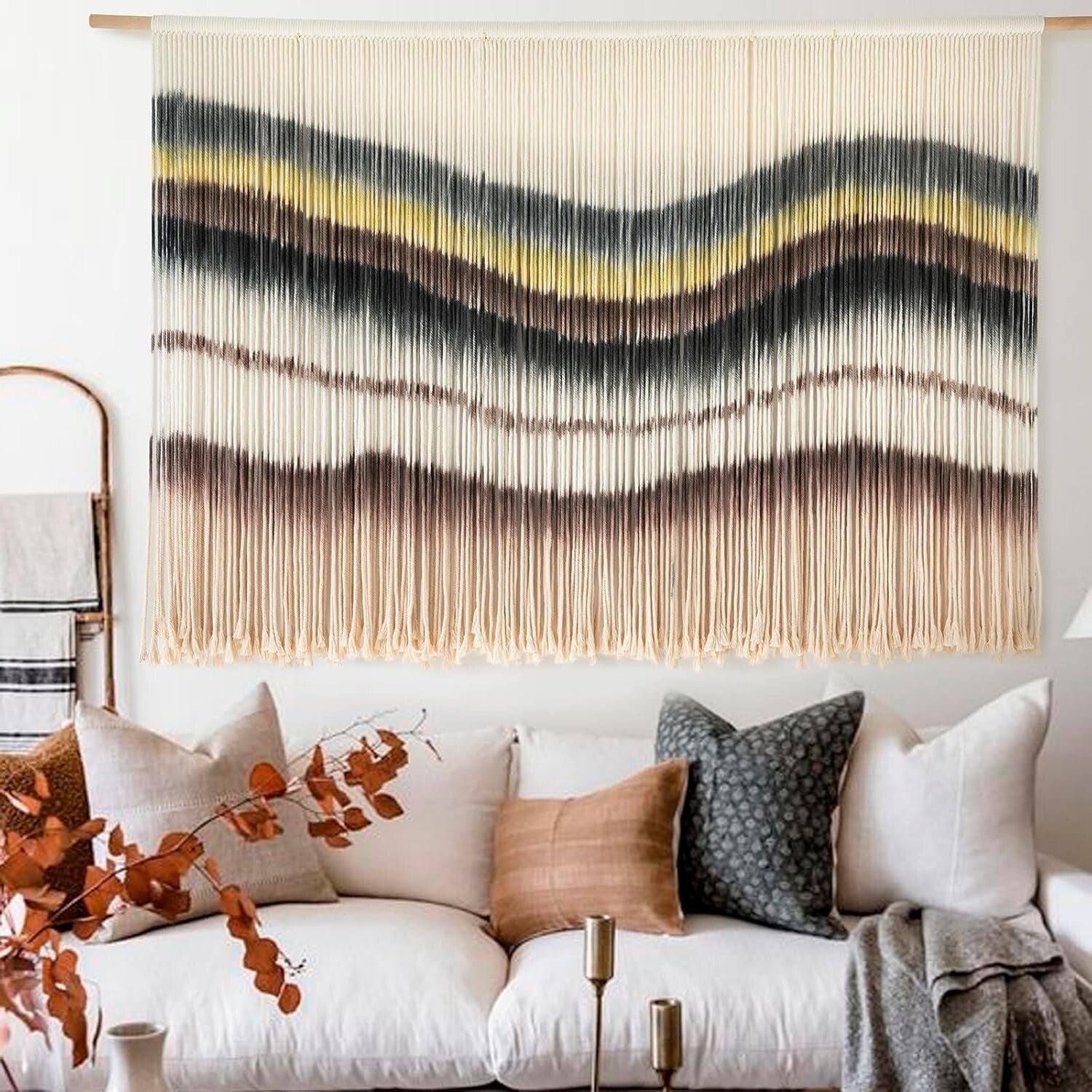 Organic Cotton Macrame Wall Decor - Lightweight 3lb Tapestry for Instant Charm