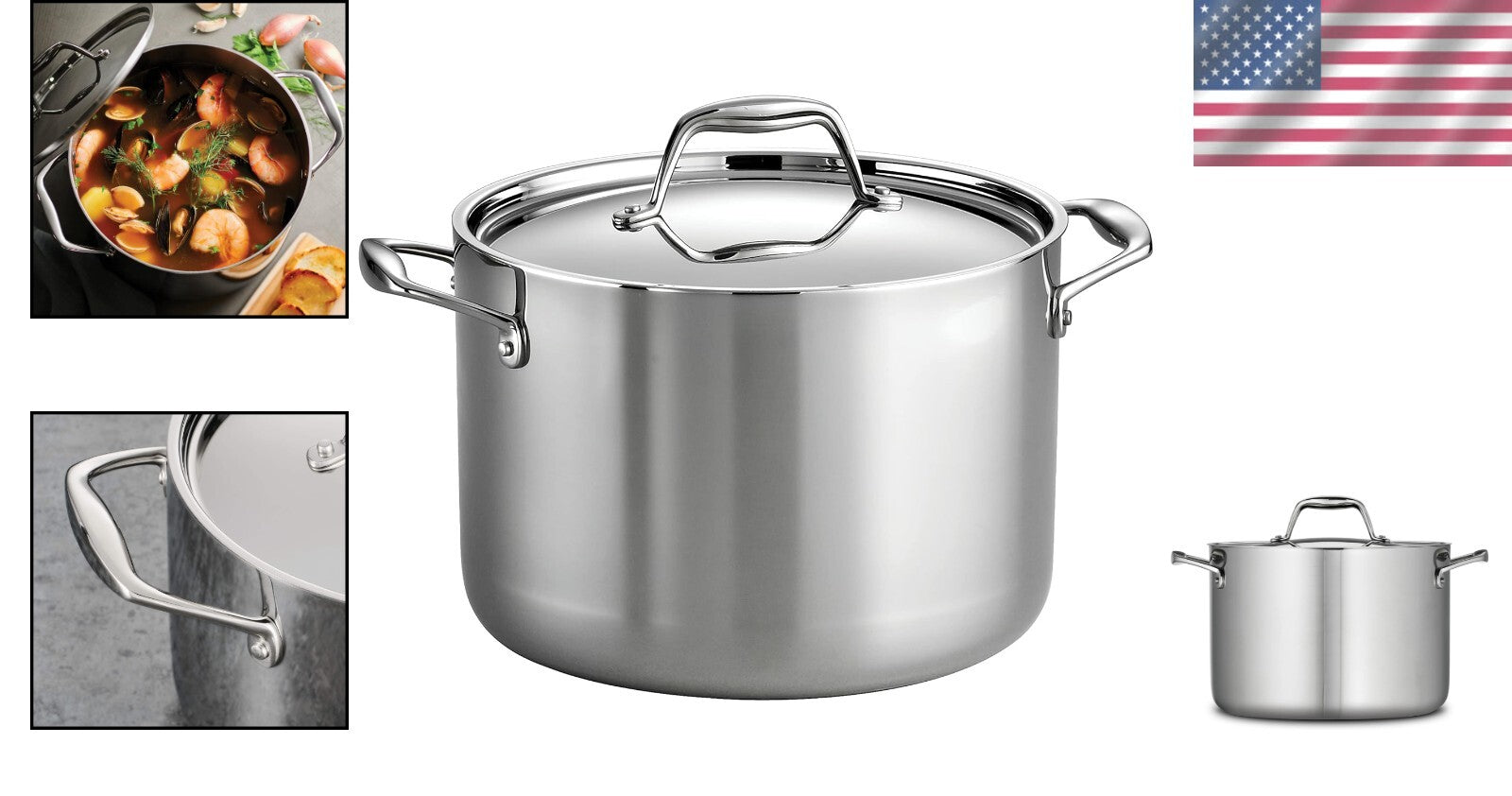 Durable 8-Quart Tri-Ply Stock Pot - Versatile for All Cooktops & Easy Cleanup