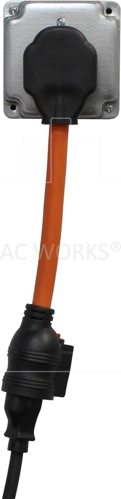 Efficient 4-Prong Male Plug to 20 Amp Household Female Connector with Breaker