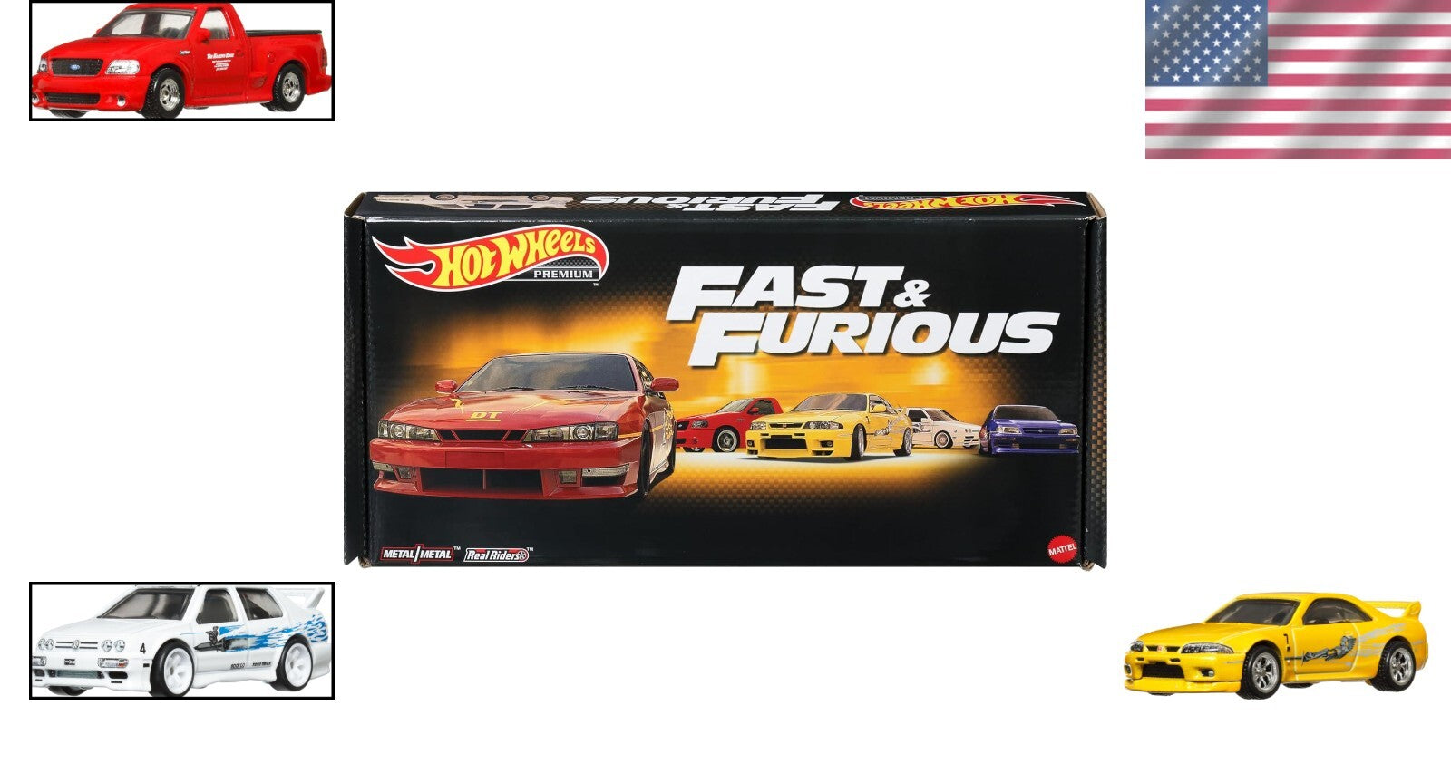 Fast & Furious Premium Bundle: 5 Die-Cast 1:64 Scale Toy Cars in Collectible Box