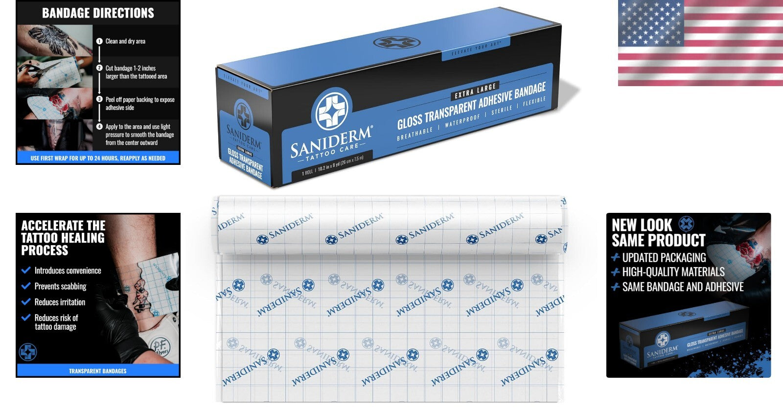 Extra Large Tattoo Aftercare Bandage Roll, 10.2in x 8yd - Waterproof & Sterile