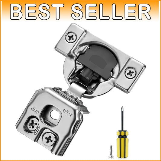 50 Pack of 1-1/4 Inch Soft Close Cabinet Hinges in Satin Nickel - Durable Design