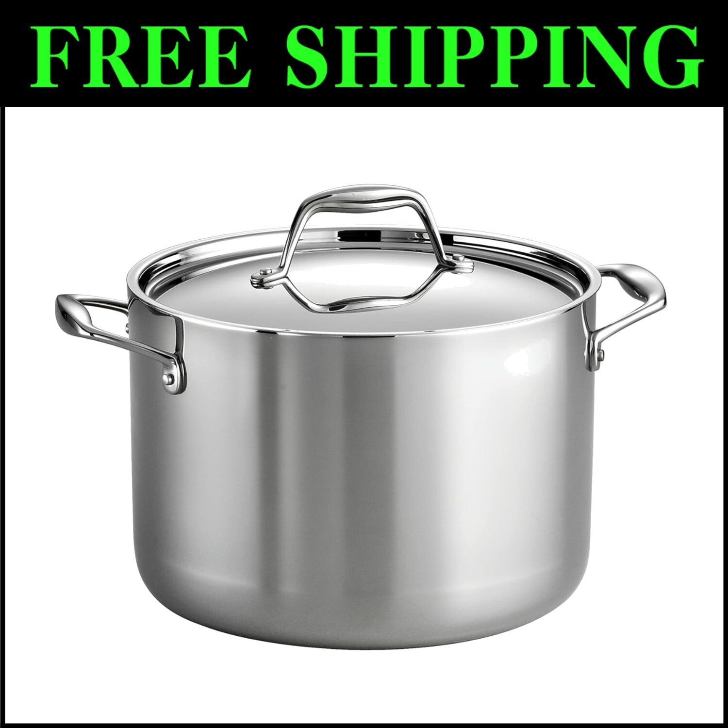 Durable 8-Quart Tri-Ply Stock Pot - Versatile for All Cooktops & Easy Cleanup