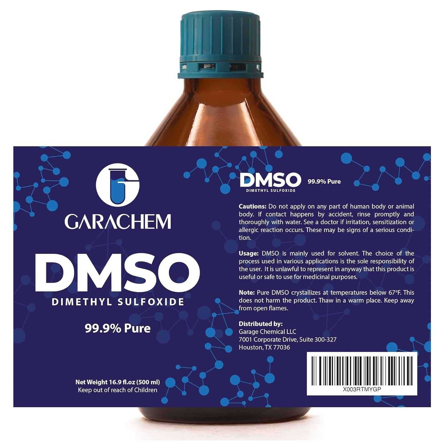 Pure DMSO Liquid in Durable Glass Bottle - 500ml, Odor-Free, Non-Diluted
