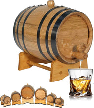 Load image into Gallery viewer, Handcrafted 2 Liter Oak Barrel &amp; Stand for Quick Aging Cocktails &amp; Spirits