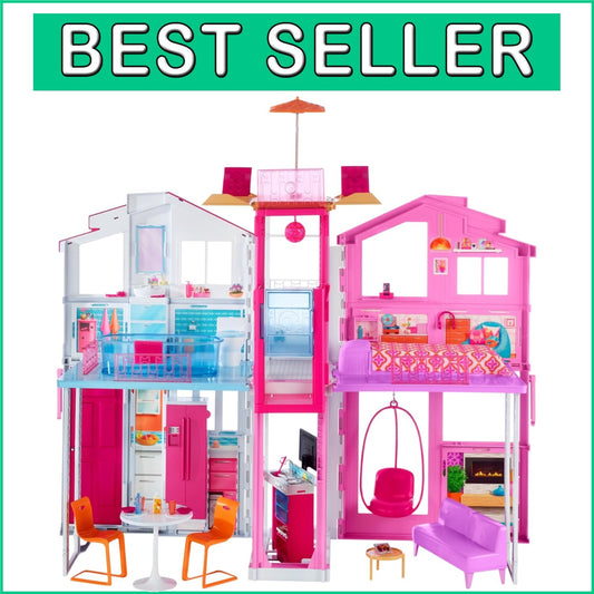 Interactive 3-Story Doll House Playset with Elevator & Swinging Lounge Chair