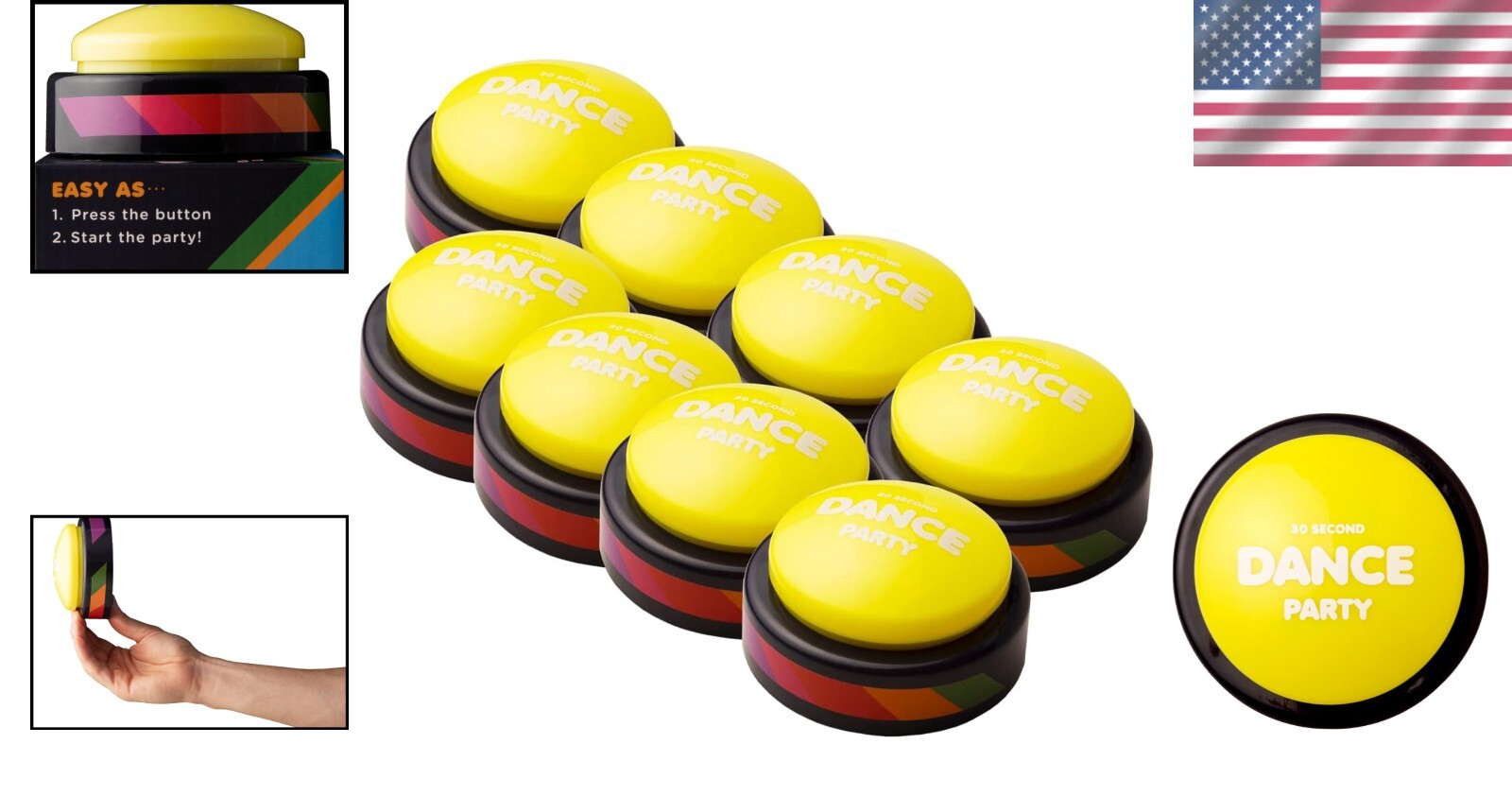 Glow-In-The-Dark Dance Party Buttons (8-Pack) - Transform Any Moment into Fun