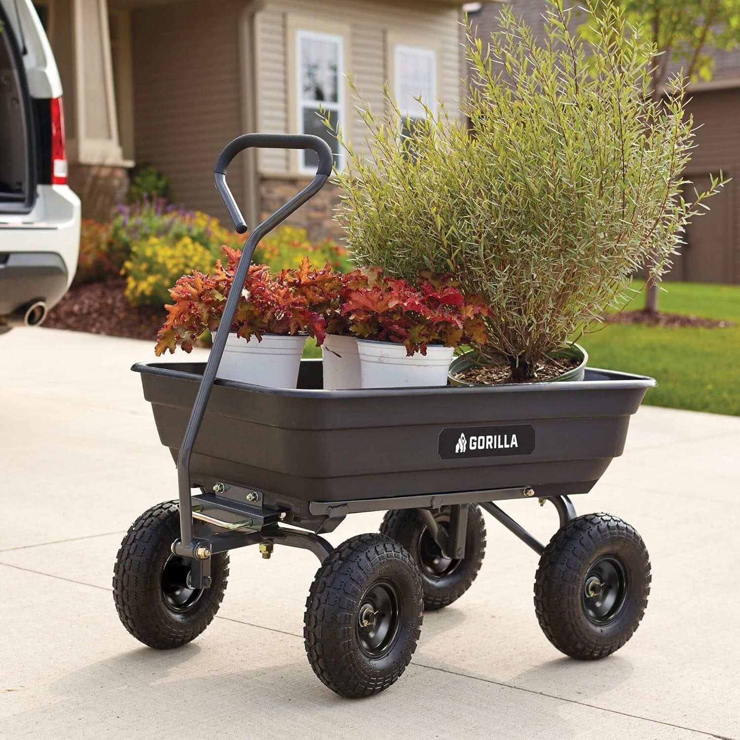 Durable Utility Garden Cart with Pneumatic Tires - Effortless Hauling Solution