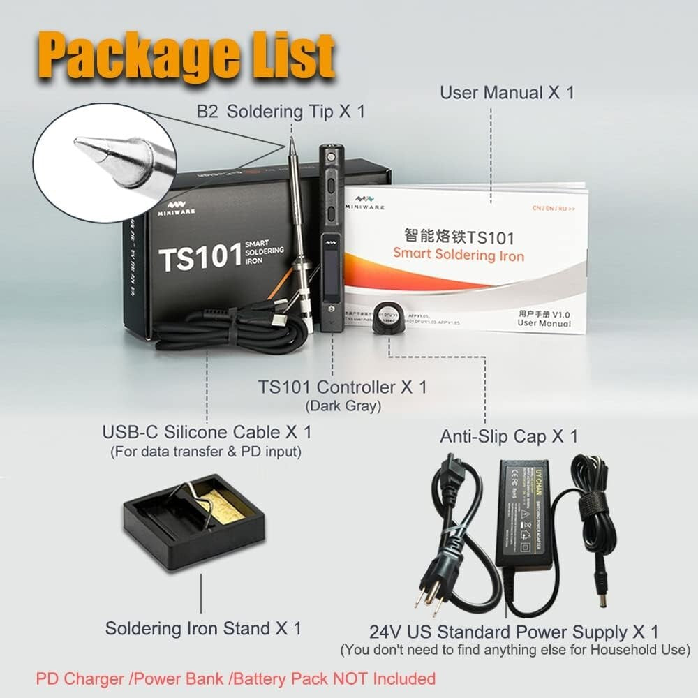 Fast Heating Programmable TS101 Soldering Iron Kit - Includes Everything Needed
