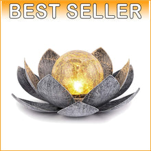 Load image into Gallery viewer, Elegant Solar-Powered Lotus Glass Lamp - Antique Waterproof Garden Decor