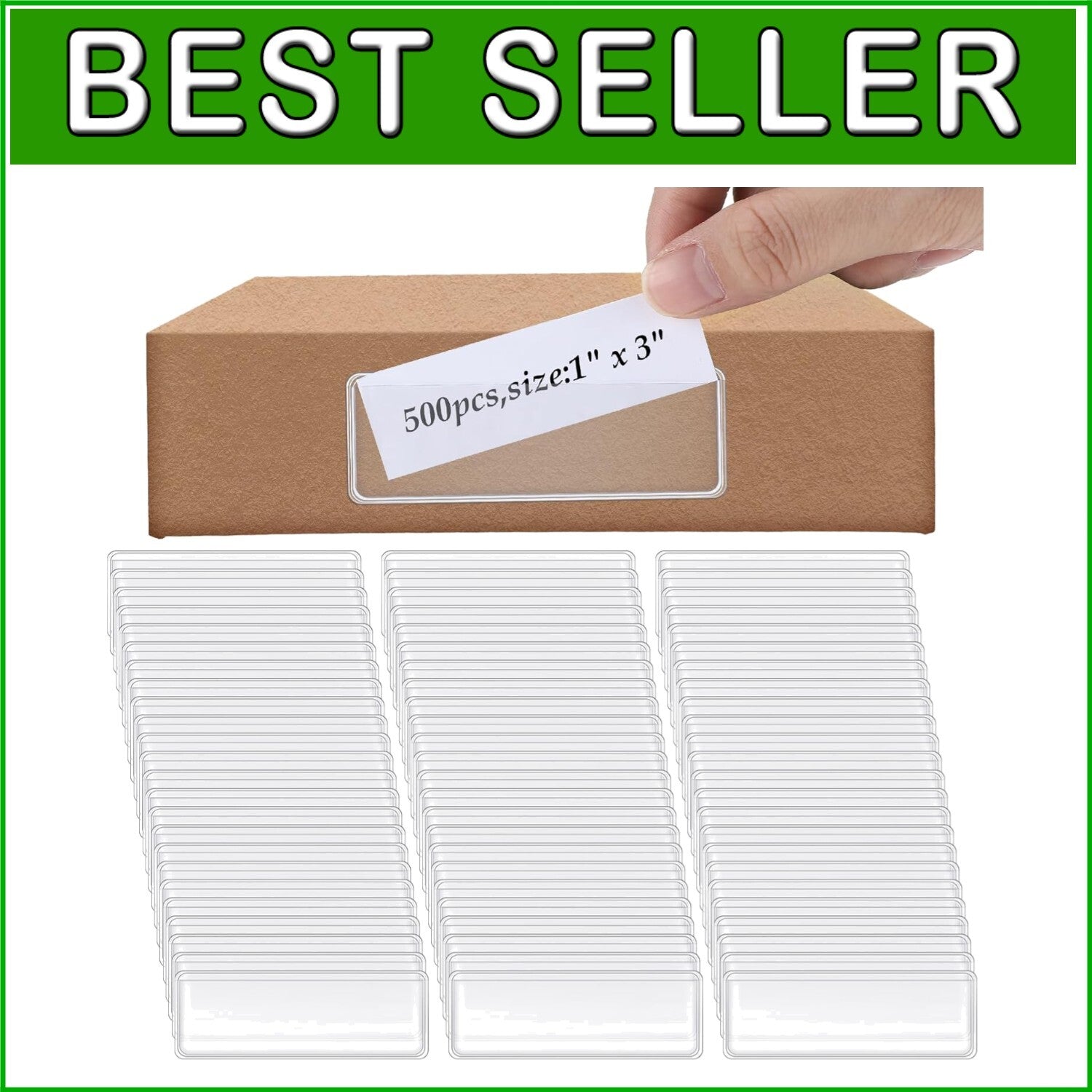 Clear Self-Adhesive Label Holder Pockets - 500 Count for Efficient Organization