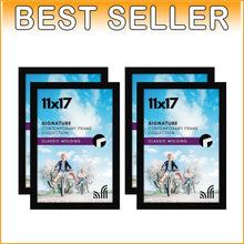 Load image into Gallery viewer, Gallery Style Black Picture Frames 11x17 with Durable Engineered Wood - 4 Pack