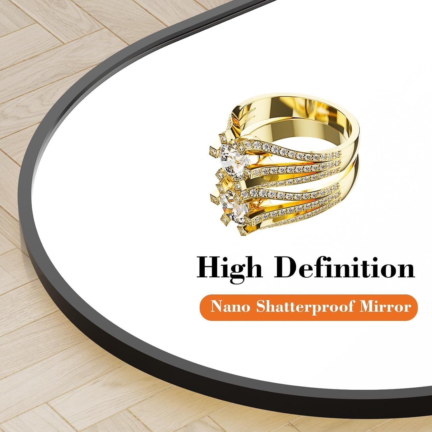 Ready-to-Use 64" x 21" Sleek Arched Mirror with Shatterproof Design - Home Decor