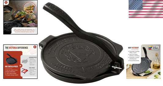 8-Inch Heavy-Duty Cast Iron Tortilla Press - Make Perfect Tortillas Easily