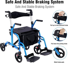 Load image into Gallery viewer, Compact Foldable 2-in-1 Senior Walker with Padded Seat &amp; Reversible Backrest