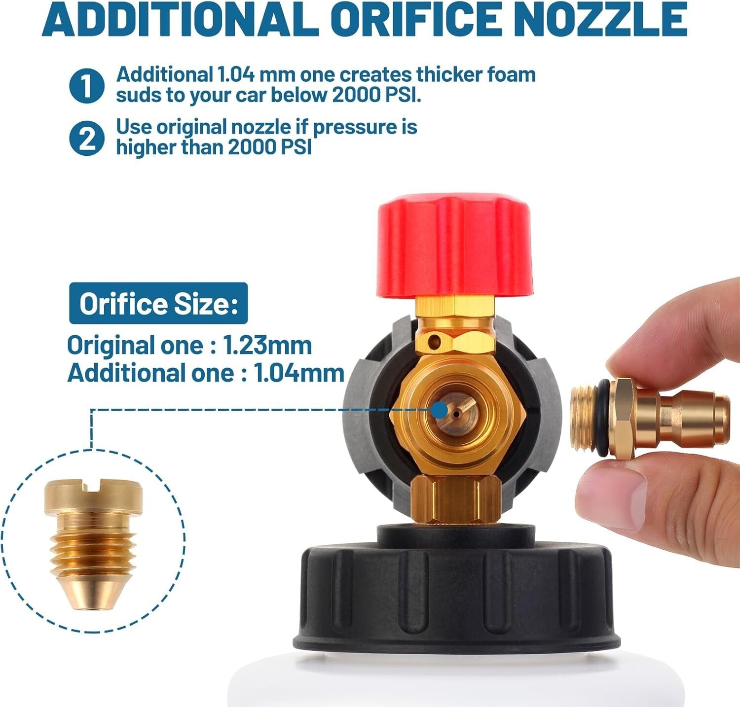 Adjustable Foam Cannon with Brass Nozzle Tips - Car Wash Power Cleaning Solution