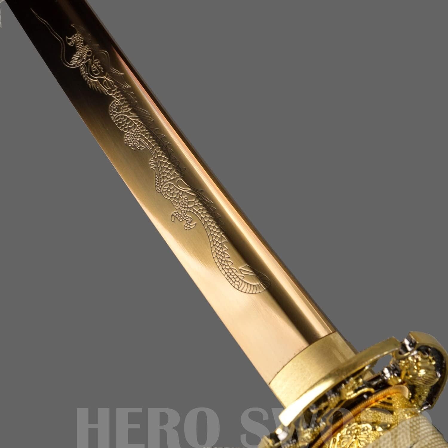 Elegant Gold Dragon Katana - 70cm Blade, Perfect for Martial Arts and Collecting