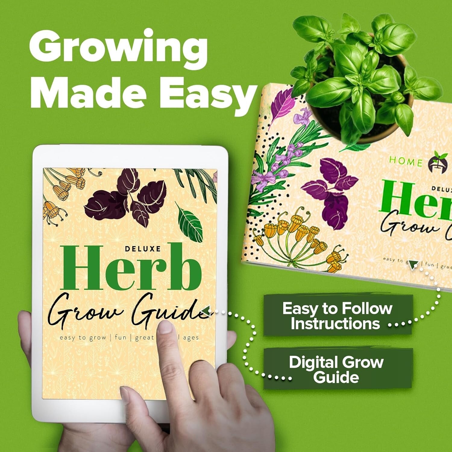 Indoor Herb Garden Kit with Glazed Ceramic Pots - Perfect Kitchen Starter Set