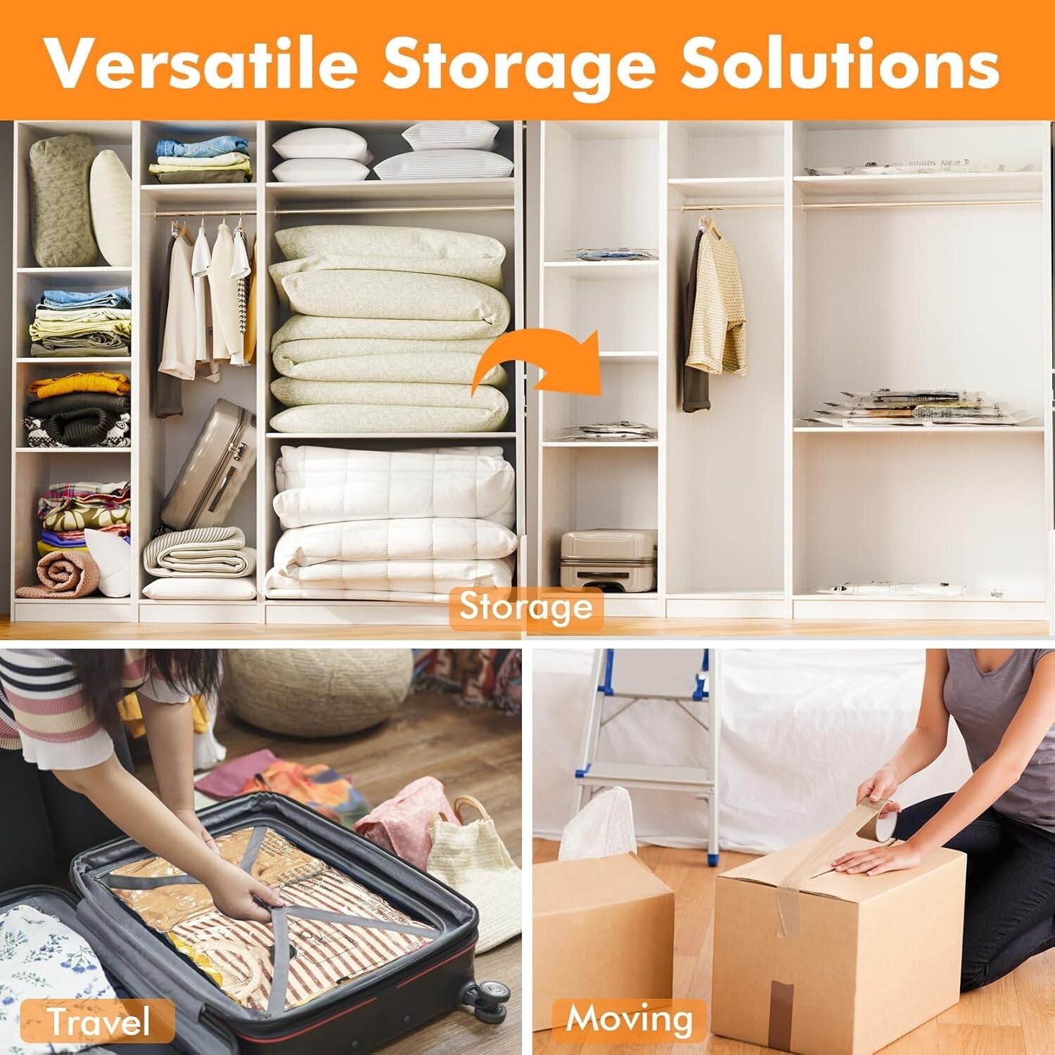 Space-Saving 24 Vacuum Storage Bags with Electric Pump - 80% Space Reduction