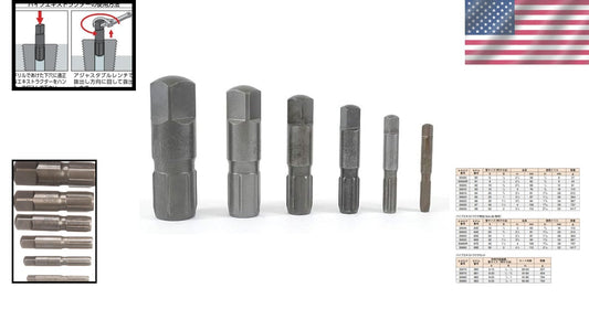 Model 883 6-Piece Pipe Extractor Set: Durable Steel for Broken Pipes (1/8"-1")