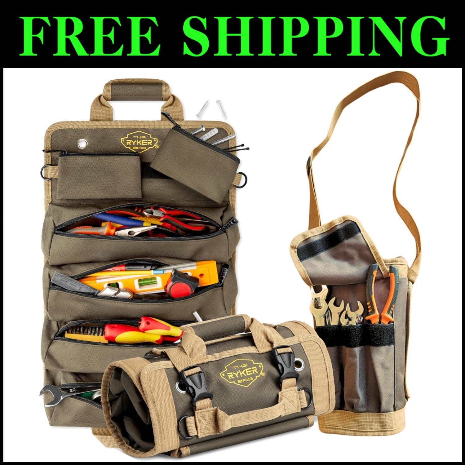 Versatile Heavy-Duty Tool Roll Organizer for Mechanics, Electricians, and Dad