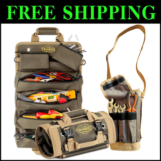 Versatile Heavy-Duty Tool Roll Organizer for Mechanics, Electricians, and Dad