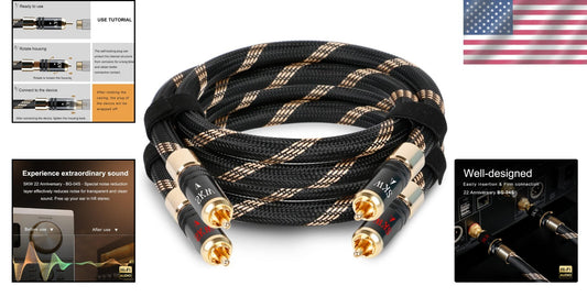 4.9ft HiFi RCA Interconnect Cable - Secure Lock Design with Ultra-Pure Copper