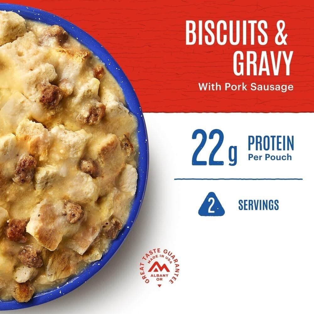 Lightweight 6-Pack of Biscuits & Gravy | Perfect Freeze-Dried Camping Food