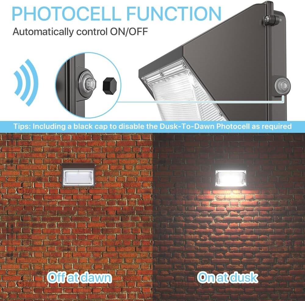 70W LED Wall Pack Light with Dusk-to-Dawn Sensor - 9100 Lumens for Outdoor Se...