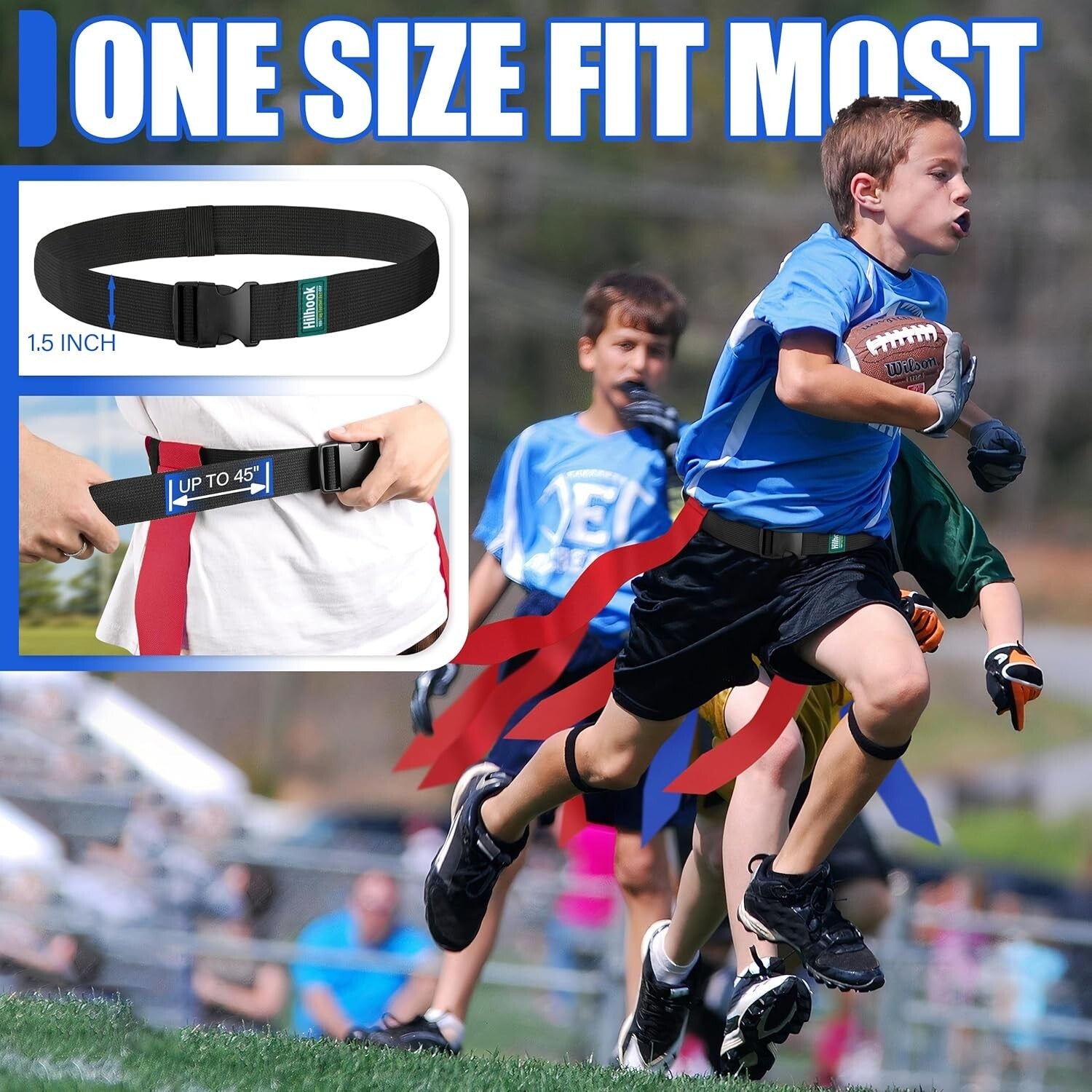 Youth and Adult Flag Football Set - 20 Adjustable Belts & Soft Detachable Flags