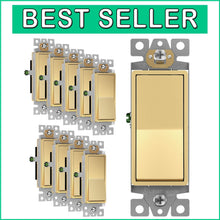 Load image into Gallery viewer, Modern Gold Decorator Switches 15A for Residential &amp; Commercial Spaces, 10 Pack