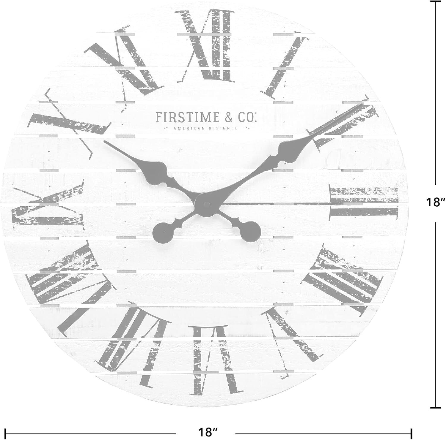 Rustic 18'' Farmhouse Wall Clock - Large White Wood Decor for Living Space