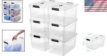 Load image into Gallery viewer, Durable 6-Pack 19 Quart Transparent Storage Bins with Handles for Easy Access
