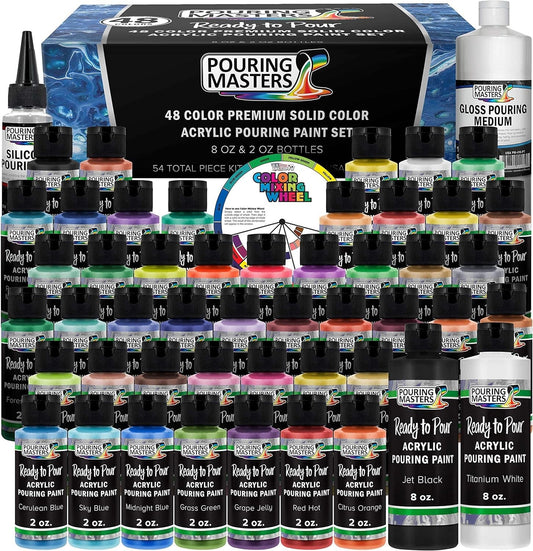 Fast-Drying 48-Color Ready to Pour Acrylic Paint Set - Perfect for Any Surface