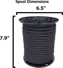 Load image into Gallery viewer, 100 Feet Marine Grade Black Polyester Bungee Cord - 3/8" Durable Shock Line