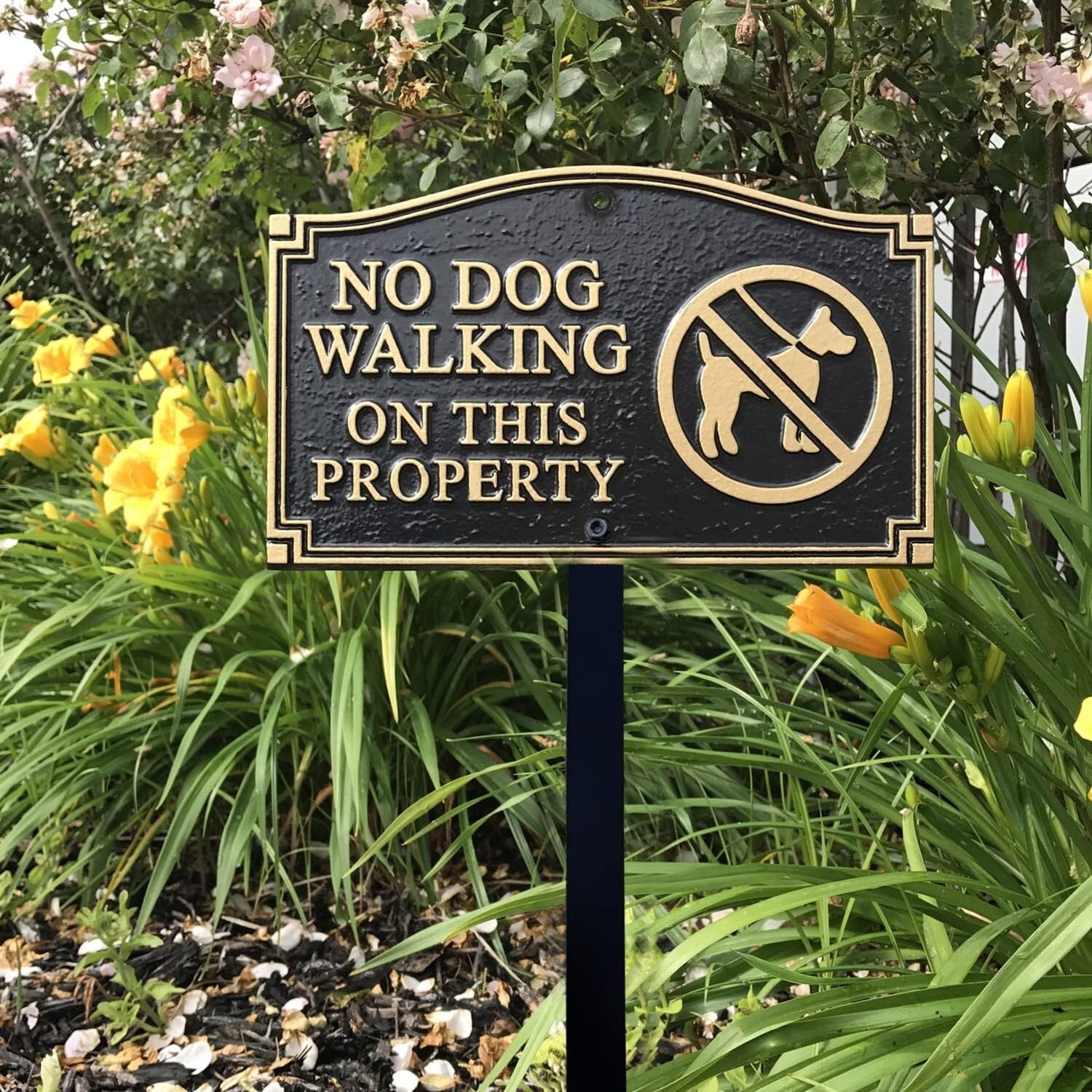 Elegant No Dog Walking on This Property Sign - 5.75x9.5" Rectangular Design