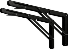 Load image into Gallery viewer, Stylish 20” Black Folding Brackets with 550 lb Load - Perfect for DIY Projects