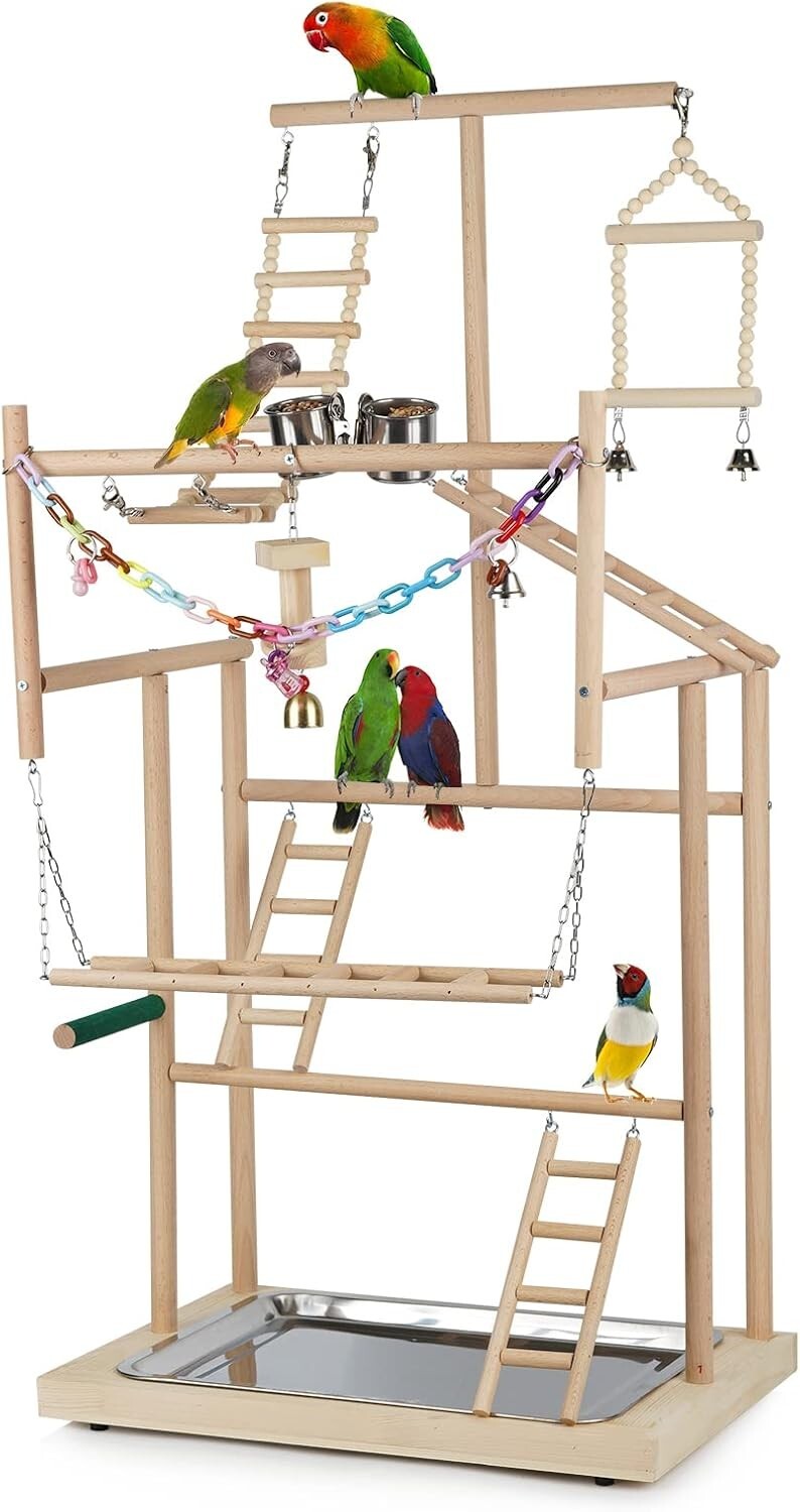 Modern 37-Inch Parrot Playground with Easy Setup - Ideal Bird Gym Experience