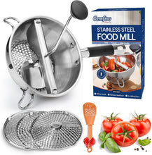 Load image into Gallery viewer, Durable Stainless Steel Food Mill with Three Milling Discs &amp; Non-Slip Design