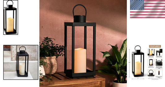 Modern Solar Lantern with Flickering Candlelight - Perfect for Farmhouse Patios