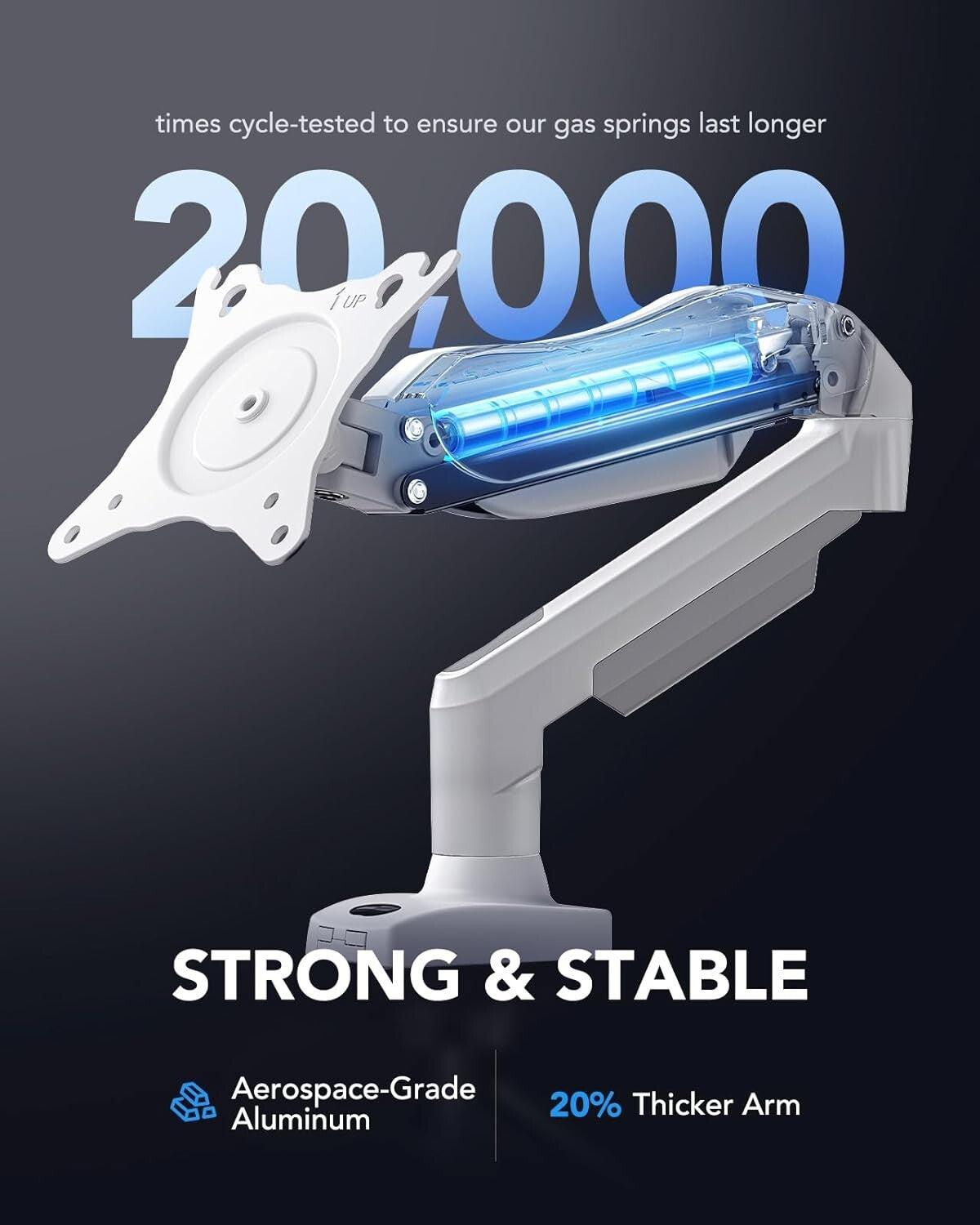 Adjustable VESA Monitor Arm, For 13-32 Inch Monitors - Sturdy Gas Spring Design