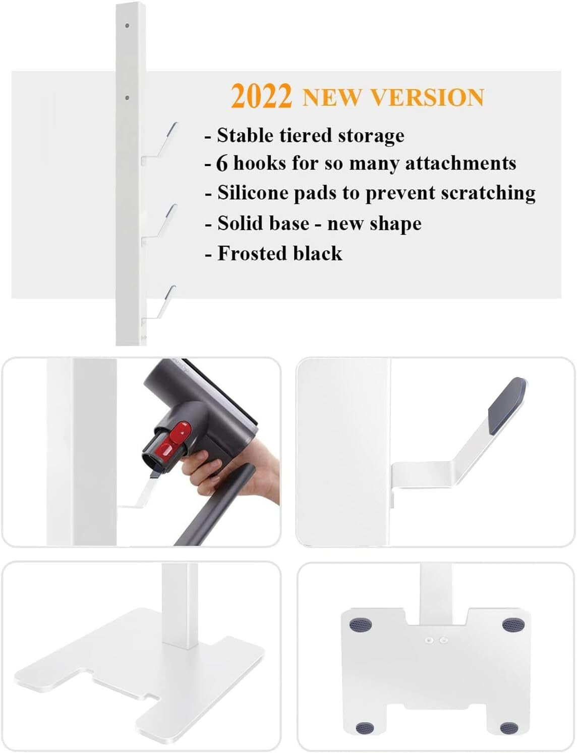 Sturdy Metal Organizer for Cordless Vacuums - 6 Hooks, No Wall Drilling Required